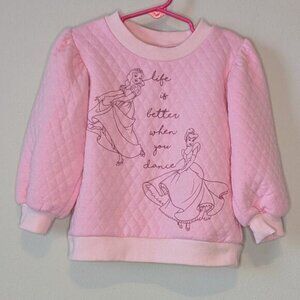 Disney Princess Pink Quilted Fleece Lined Sweatshirt Size 4T